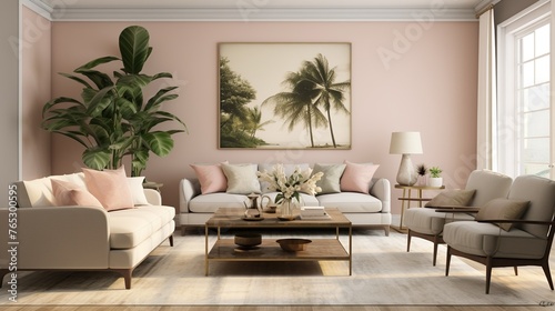 Modern living room interior composition with luxurious palette and background  © john258