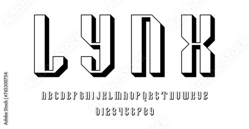 Set of alphabets font letters and numbers modern abstract design with 3D concept vector illustration	