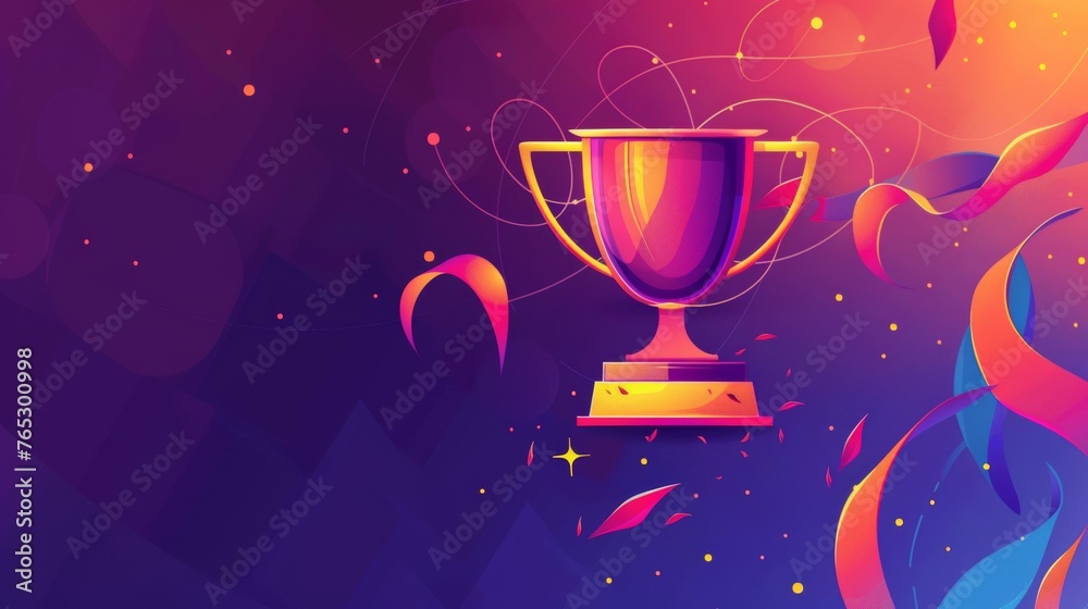 A trophy illustration and text congratulating the winner A trophy illustration and text congratulating the winner