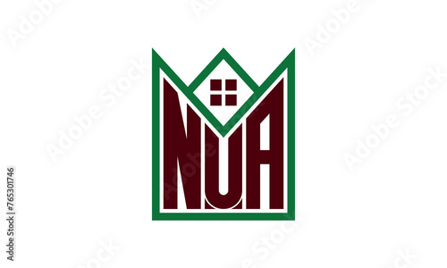 NUA initial letter builders real estate logo design vector. construction, housing, home marker, property, building, apartment, flat, compartment, business, corporate, house rent, rental, commercial photo