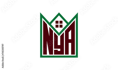 NYA initial letter builders real estate logo design vector. construction, housing, home marker, property, building, apartment, flat, compartment, business, corporate, house rent, rental, commercial photo