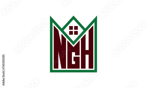 NGH initial letter builders real estate logo design vector. construction, housing, home marker, property, building, apartment, flat, compartment, business, corporate, house rent, rental, commercial photo