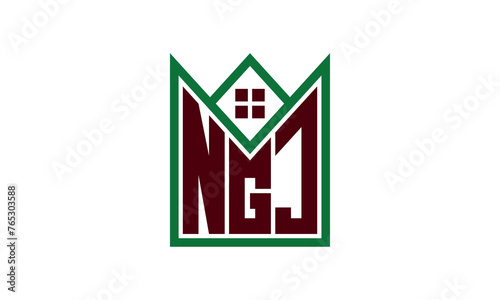 NGJ initial letter builders real estate logo design vector. construction, housing, home marker, property, building, apartment, flat, compartment, business, corporate, house rent, rental, commercial photo