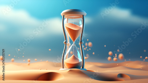 Surrendering to the Sands of the Beach, Watching the Hourglass Count the Moments Beneath the Endless Azure Sky photo