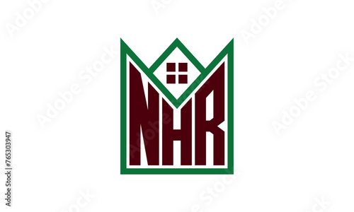 NHR initial letter builders real estate logo design vector. construction, housing, home marker, property, building, apartment, flat, compartment, business, corporate, house rent, rental, commercial photo