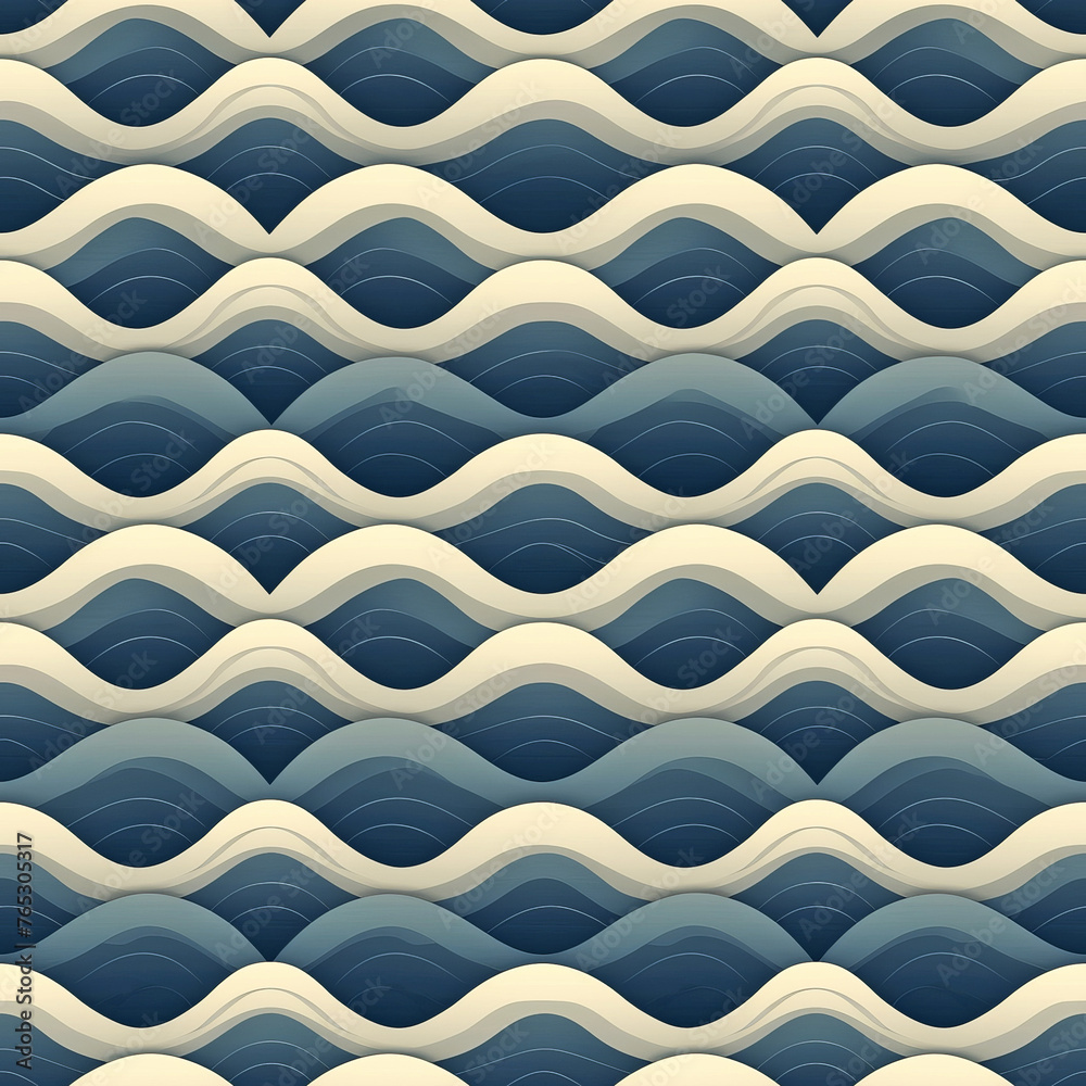 Seamless Ocean Waves Pattern Seamless Ocean Waves Pattern