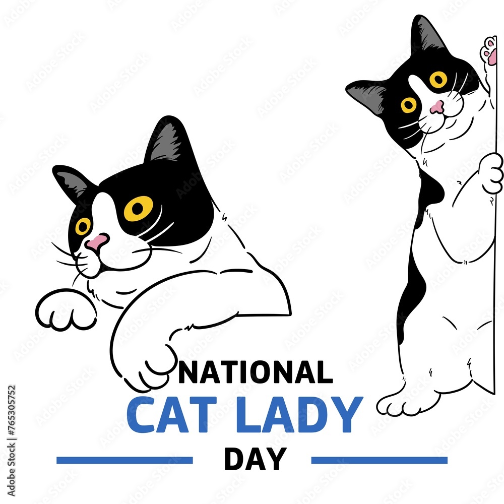 National Cat Lady Day, April 19, poster, banner concept, template design, suitable for event and sale, vector illustration,