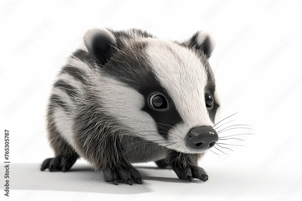 Obraz premium A Bear 3d render white background. Cute animal vocabulary for kindergarten children concept.
