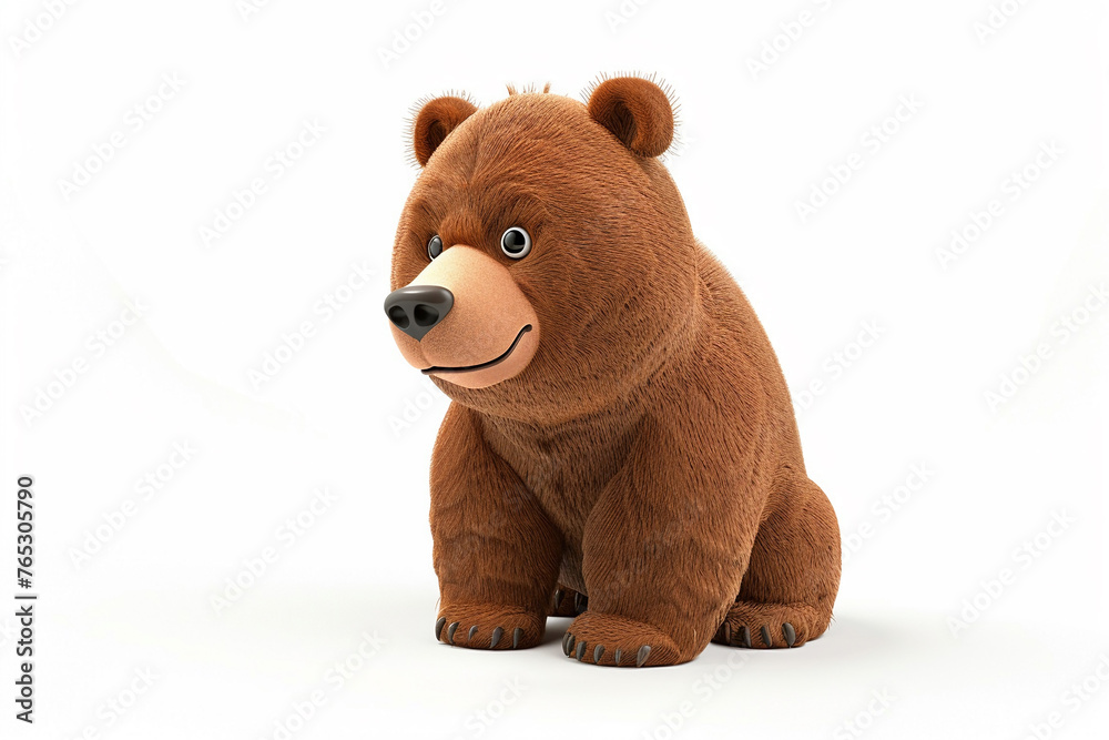 A Bear 3d render white background. Cute animal vocabulary for kindergarten children concept. A Bear 3d render white background. Cute animal vocabulary for kindergarten children concept.