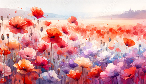 field of poppies flowers