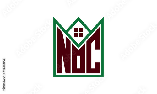 NOC initial letter builders real estate logo design vector. construction, housing, home marker, property, building, apartment, flat, compartment, business, corporate, house rent, rental, commercial
