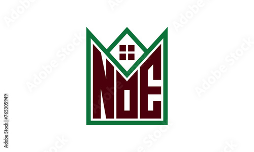 NOE initial letter builders real estate logo design vector. construction, housing, home marker, property, building, apartment, flat, compartment, business, corporate, house rent, rental, commercial