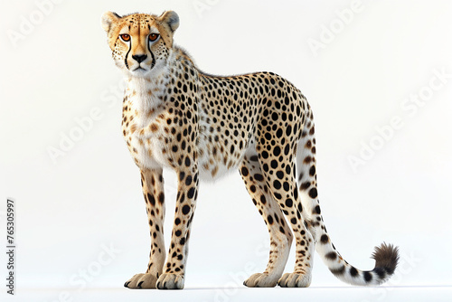 A Cheetah 3d render white background. Cute animal vocabulary for kindergarten children concept.