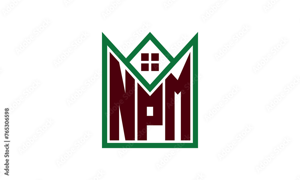 NPM initial letter builders real estate logo design vector. construction, housing, home marker, property, building, apartment, flat, compartment, business, corporate, house rent, rental, commercial - obrazy, fototapety, plakaty 