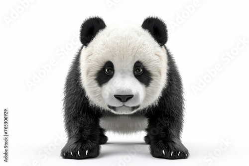 A Giant Panda 3d render white background. Cute animal vocabulary for kindergarten children concept.