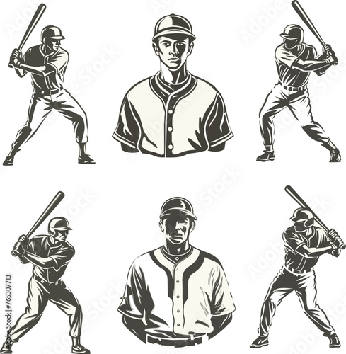 Set of baseball player silhouette