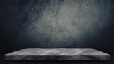 empty top stone shelves with grunge dark cement or concrete wall texture background counter for display or montage of product