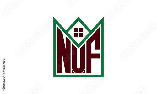 NUF initial letter builders real estate logo design vector. construction, housing, home marker, property, building, apartment, flat, compartment, business, corporate, house rent, rental, commercial photo