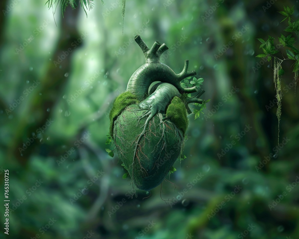 Fototapeta premium Deep forest heart emerald greens