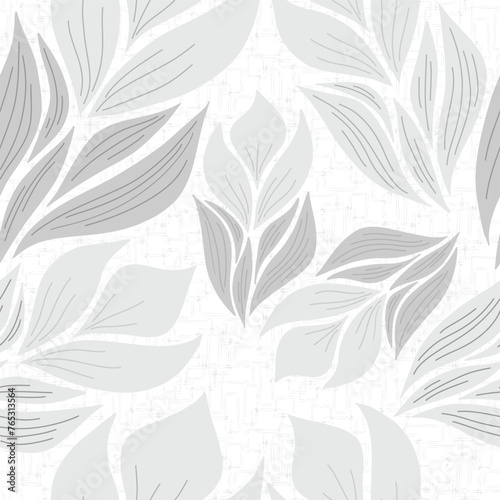 Flowers of Grays on a Textured Background in a Repeat Pattern