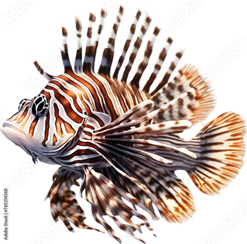 Watercolor painting of a cute lionfish. photo