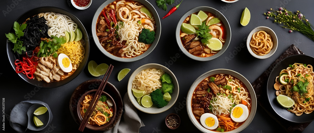 chinese food noodle on a table for chinese food web banner a