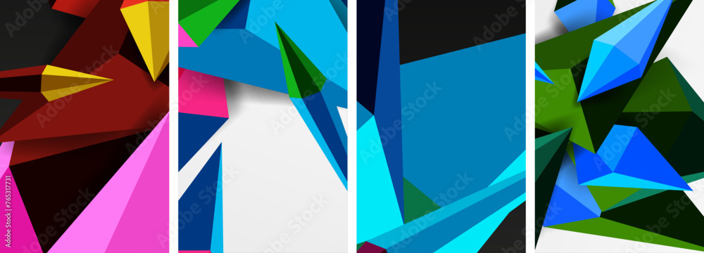Mosaic triangles poster geometric abstract background set Mosaic triangles poster geometric abstract background set