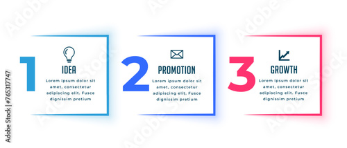 3 steps infographic element workflow banner for web data visualization