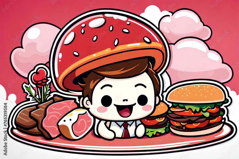 A Cute Kid with Delicious Food. Generative AI A Cute Kid with Delicious Food. Generative AI