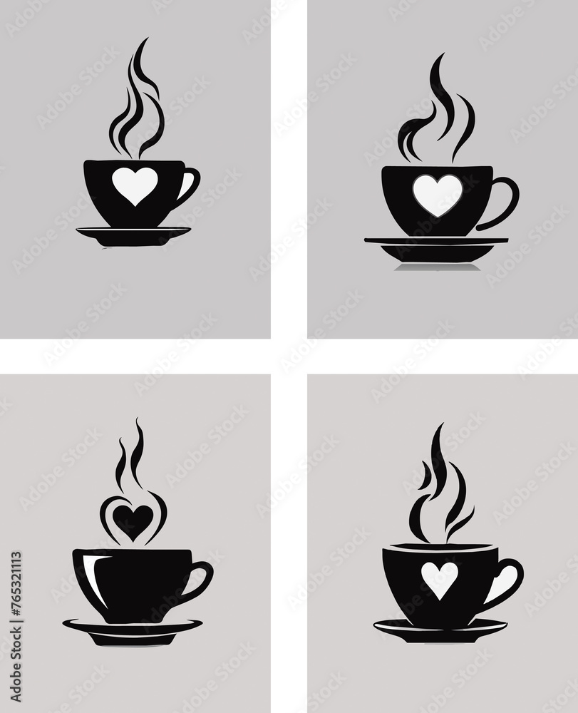 Obraz premium Set of cup of coffee logo