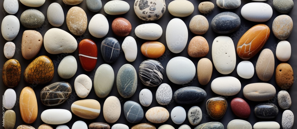 Various rocks are showcased in this picture, highlighting different textures, shapes, and patterns. The natural materials create a stunning display of art Various rocks are showcased in this picture, highlighting different textures, shapes, and patterns. The natural materials create a stunning display of art