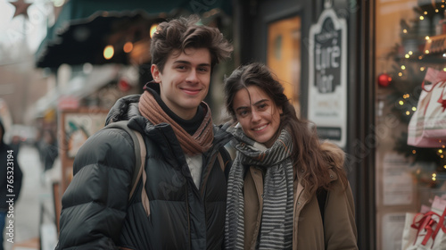 Young Couple Enjoying a Wintery City Day