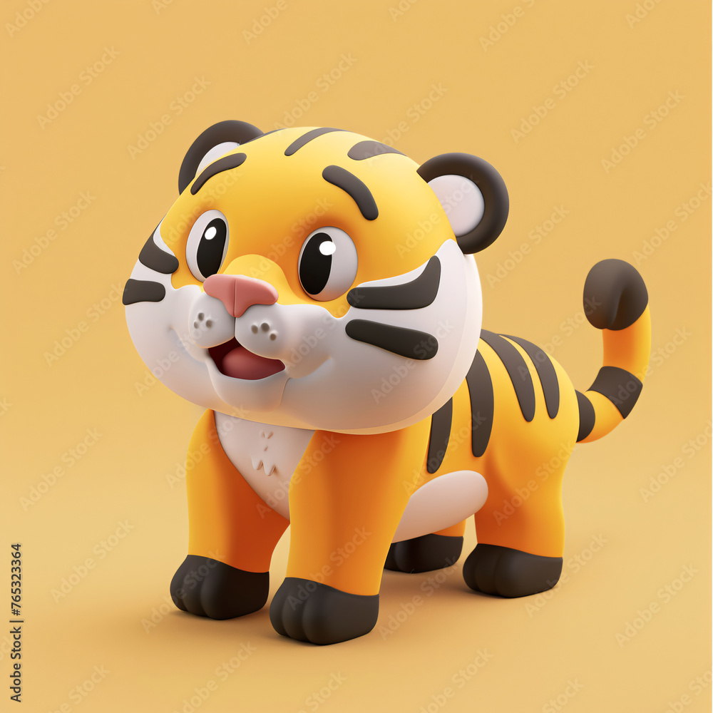 3d rendering of cute tiger, 3D design of tiger in Year of the Tiger 3d rendering of cute tiger, 3D design of tiger in Year of the Tiger
