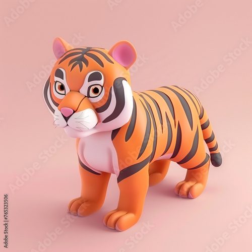 3d rendering of cute tiger  3D design of tiger in Year of the Tiger