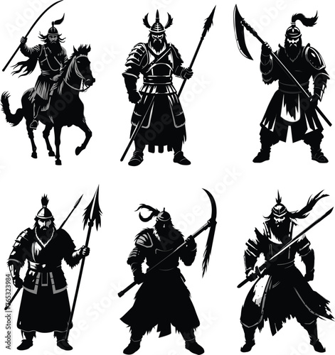 Set of mongol warrior silhouette © Tri Endah Wanito