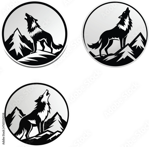Set of howling wolf logo icon