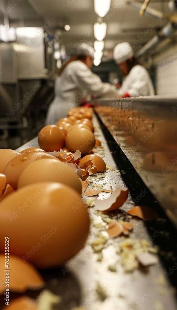 Obraz premium Efficient egg sorting machine at a commercial egg production facility optimizing egg processing