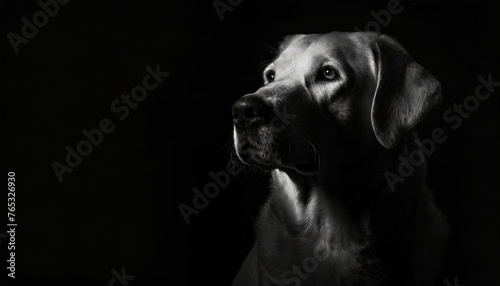Wallpaper Mural Cute white labrador fluffy dog. Key lighting on a black background. Photorealistic low key illustration. Generative AI Torontodigital.ca