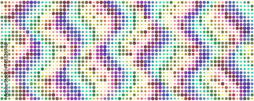 Abstract dotted background. Multiple colored halftone pattern. Digital mosaic from circles.