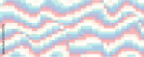 Multiple colors halftone pattern. Red, yellow, blue colors. Abstract mosaic.