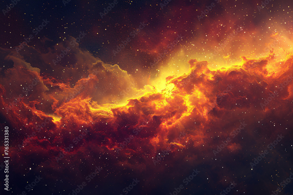 Colorful cosmic nebula shrouded in space dust, celestial wonders cosmic starry sky concept illustration - obrazy, fototapety, plakaty 