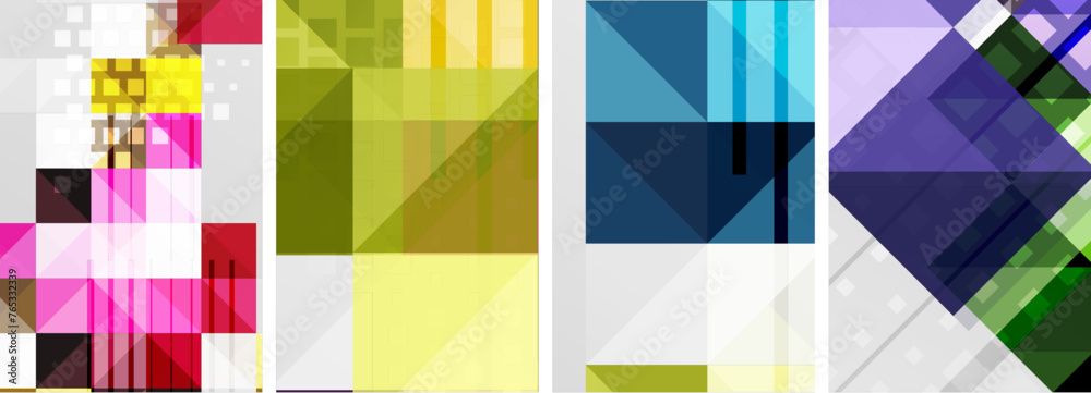 Square abstract poster set. Vector Illustration For Wallpaper, Banner, Background, Card, Book Illustration, landing page