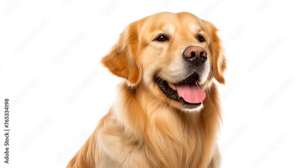 happy face golden retriever dog isolated on transparent background cutout