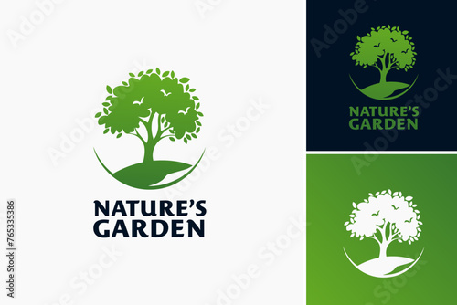 Nature's Garden Logo: A vibrant design featuring lush foliage and blooming flowers, symbolizing beauty and rejuvenation. Ideal for botanical gardens, florists, or eco-friendly brands.