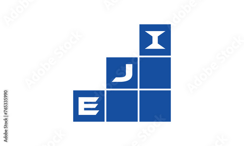 EJI initial letter financial logo design vector template. economics, growth, meter, range, profit, loan, graph, finance, benefits, economic, increase, arrow up, grade, grew up, topper, company, scale photo