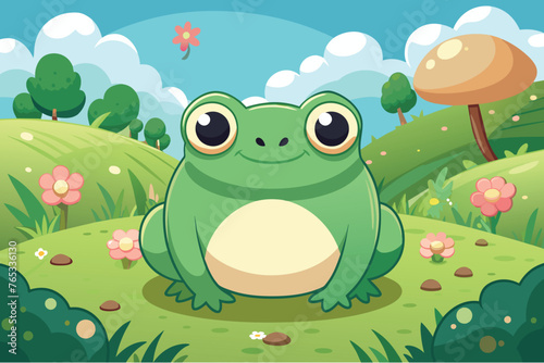 a-delightful-and-adorable-frog-walking-in-a-tran .eps
