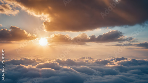 Sky and clouds tropical panorama.  Clouds on sky. High nature view large white clouds on soft sky background. AI generated image  ai