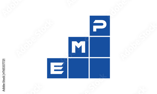 EMP initial letter financial logo design vector template. economics, growth, meter, range, profit, loan, graph, finance, benefits, economic, increase, arrow up, grade, grew up, topper, company, scale