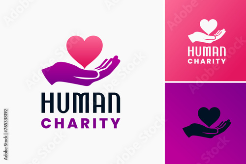 Human Charity Logo Design Template: Signifies compassion & aid, perfect for nonprofit organizations or charitable foundations photo