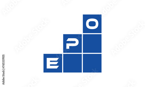 EPO initial letter financial logo design vector template. economics, growth, meter, range, profit, loan, graph, finance, benefits, economic, increase, arrow up, grade, grew up, topper, company, scale photo